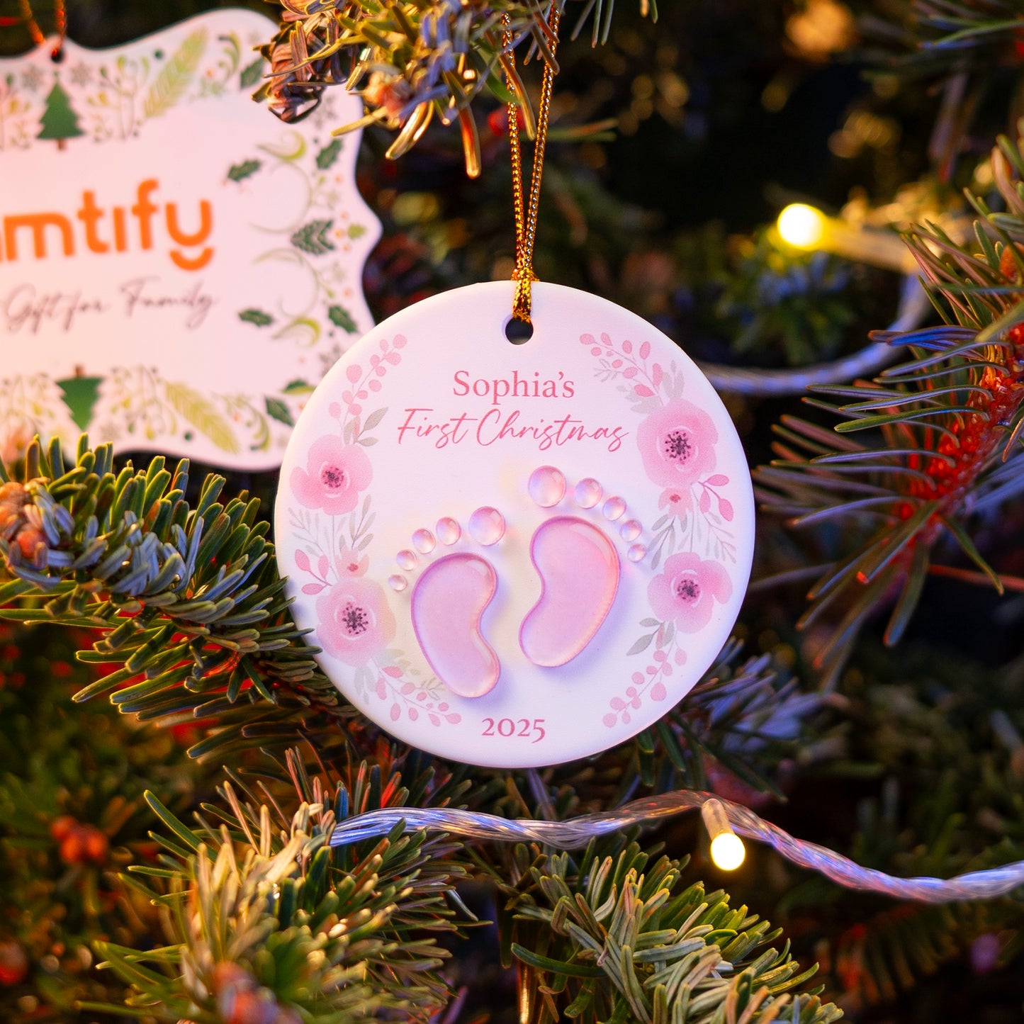 Baby’s First Christmas - Personalized Ceramic Acrylic Ornament for Newborn