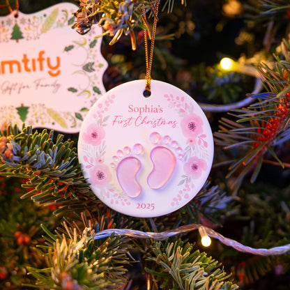 Baby’s First Christmas - Personalized Ceramic Acrylic Ornament for Newborn