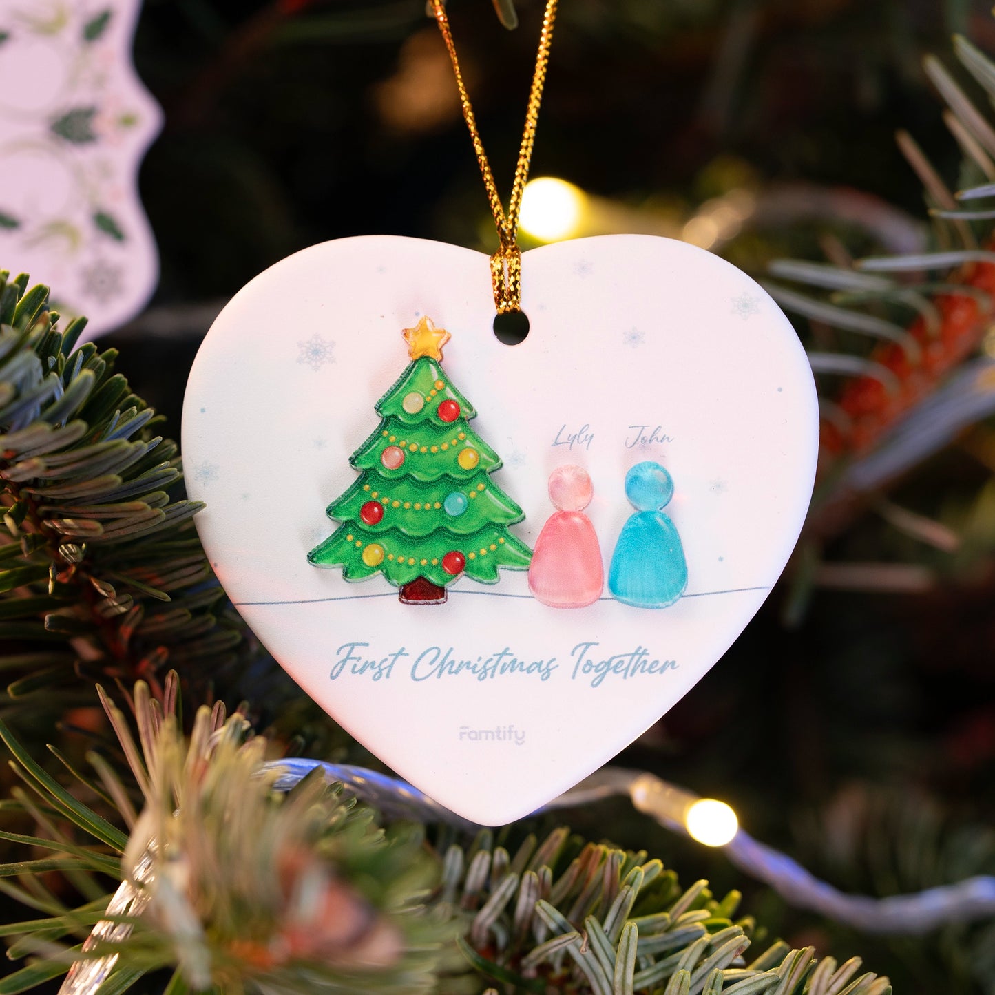 First Christmas Together - Personalized Couple Ceramic Acrylic Ornament