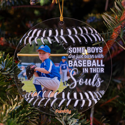 Born With Baseball In Their Souls - Personalized Acrylic Photo Ornament
