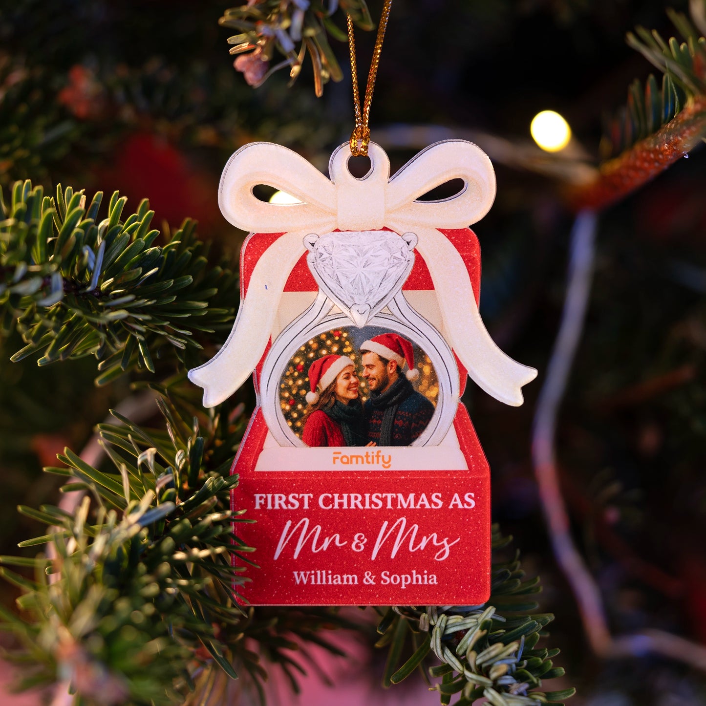 First Christmas as Mr. & Mrs. – Custom Shaped Acrylic Ornament for New Couple Christmas Gift