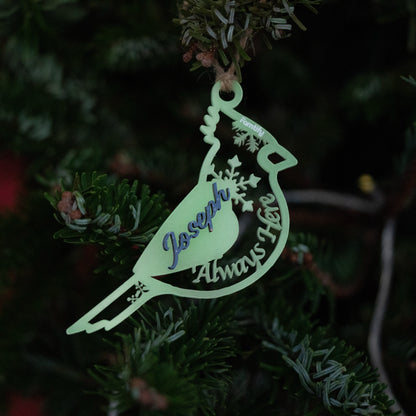 Personalized Christmas Memorial Wood and Luminous Acrylic Ornament - Loss Of Loved One Gift