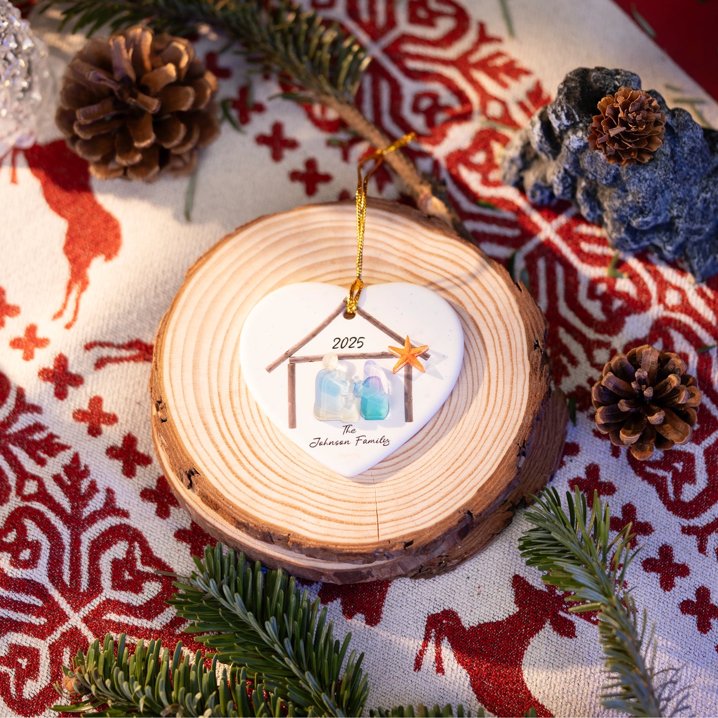 Personalized Happy Home Happy Family Ceramic Ornament