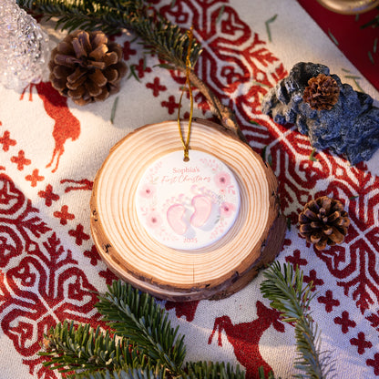 Baby’s First Christmas - Personalized Ceramic Acrylic Ornament for Newborn