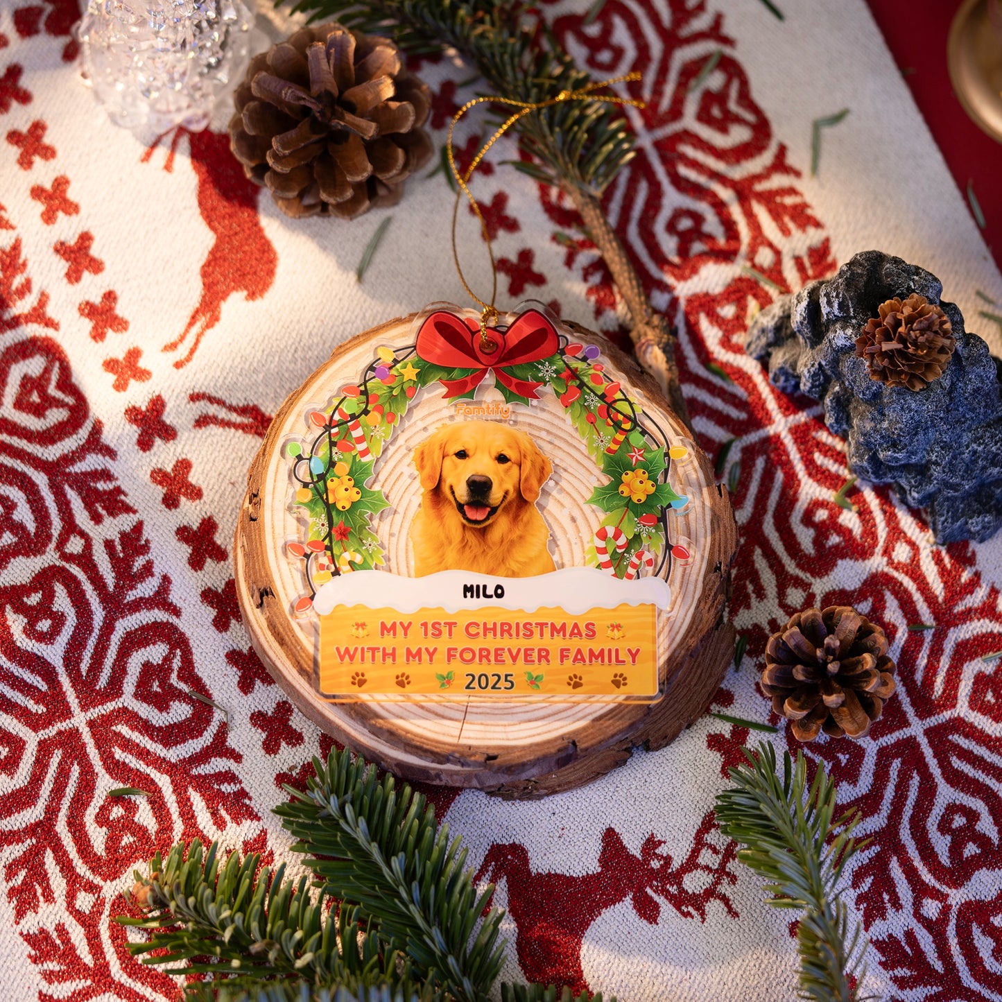 My 1st Christmas With My Forever Home - Custom Photo Pet Acrylic Ornament
