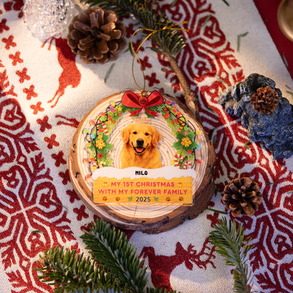 My 1st Christmas With My Forever Home - Custom Photo Pet Acrylic Ornament