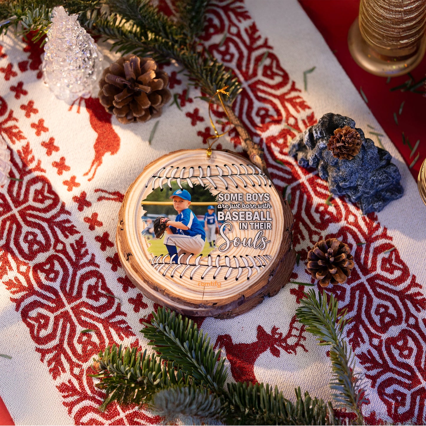 Born With Baseball In Their Souls - Personalized Acrylic Photo Ornament