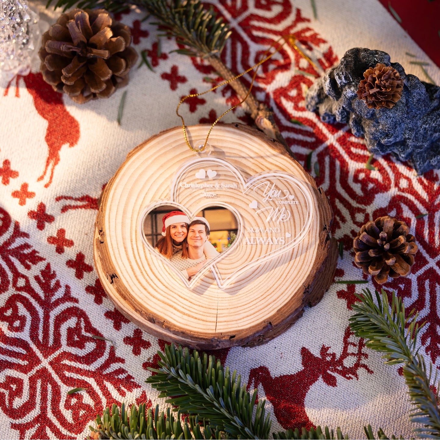 You Complete Me - Now and Always - Custom Shaped Acrylic Ornament for Couple Christmas Gift