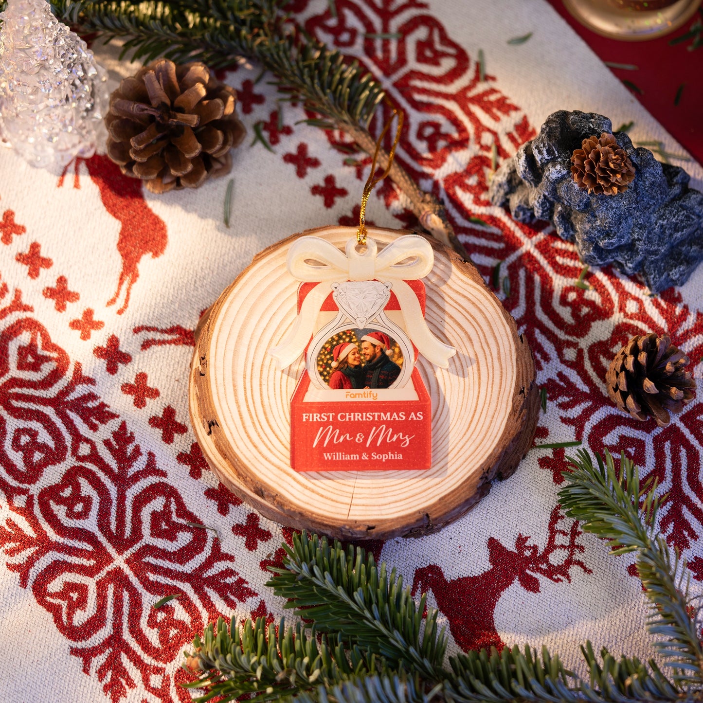 First Christmas as Mr. & Mrs. – Custom Shaped Acrylic Ornament for New Couple Christmas Gift