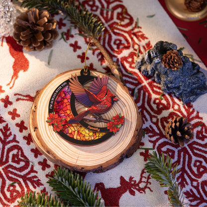 Cardinal Stained Glass Moon Design – Custom Wood and Acrylic Ornament for Memorial Gift