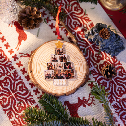 Family Christmas Tree Photo Ornament - Custom Family Picture Keepsake Gift