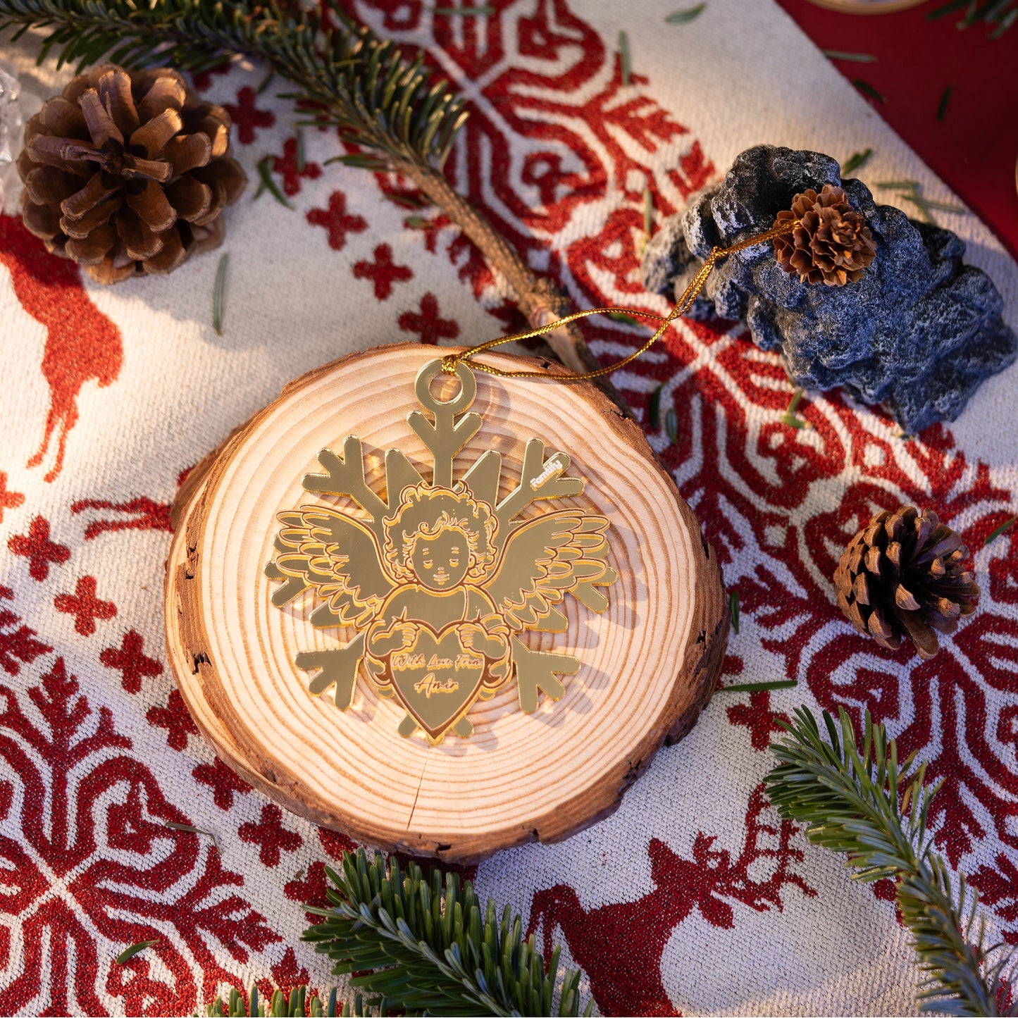 Memorial Mirrored Acrylic Angel's Snowflake Christmas Ornament