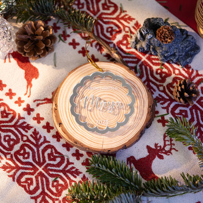 Personalized Floral Mirrored Acrylic Ornament – Custom Christmas Gift