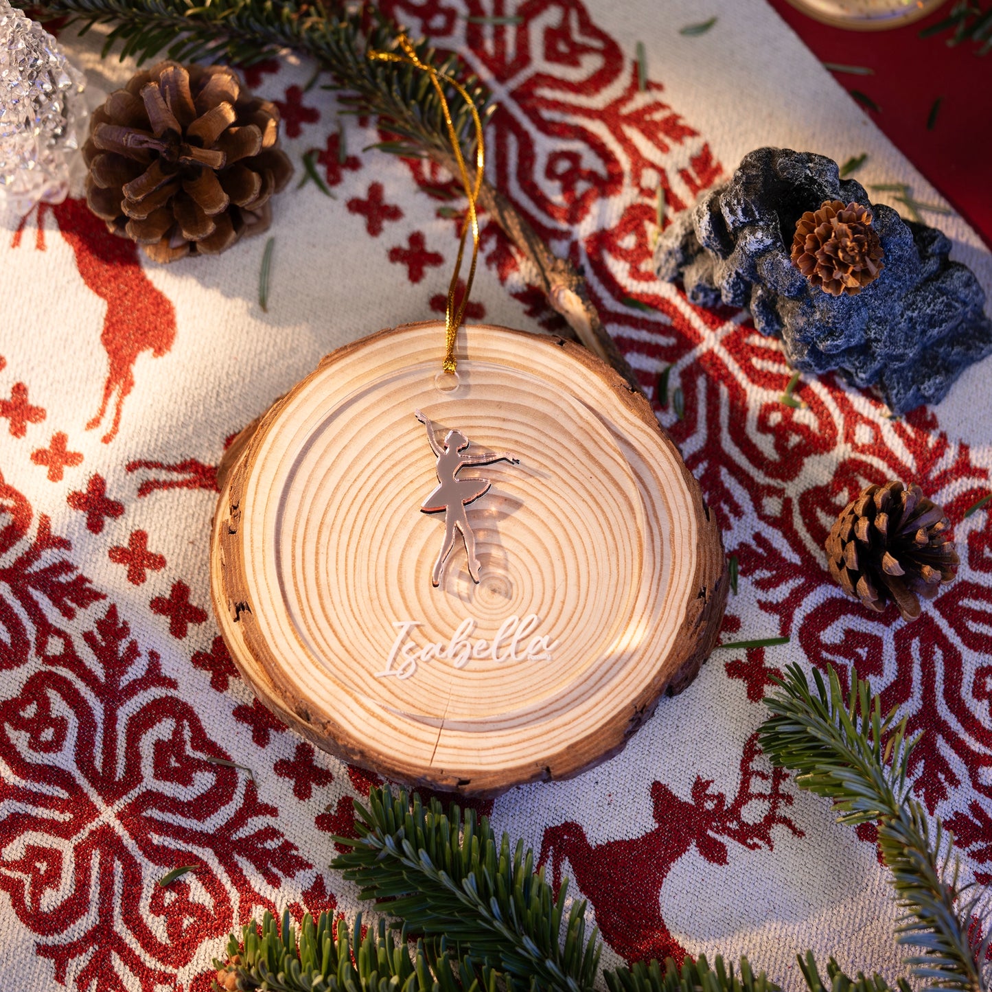 Personalized Ballerina Mirrored Acrylic Ornament - Christmas Gift for Dancer or Baby Girl