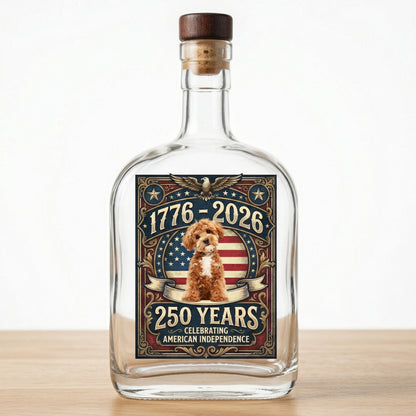 Custom Photo 250 Years In Purr-suit Of Liberty Vintage Dog Whiskey Bottle