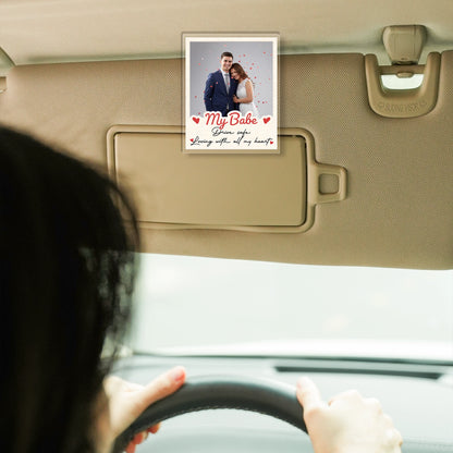 Drive Safe, Babe – Sweet Car Gift for Couples – Personalized Photo Acrylic Car Clip