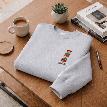 Personalized Embroidered Christmas Heart Stack Sweatshirt with Custom Name