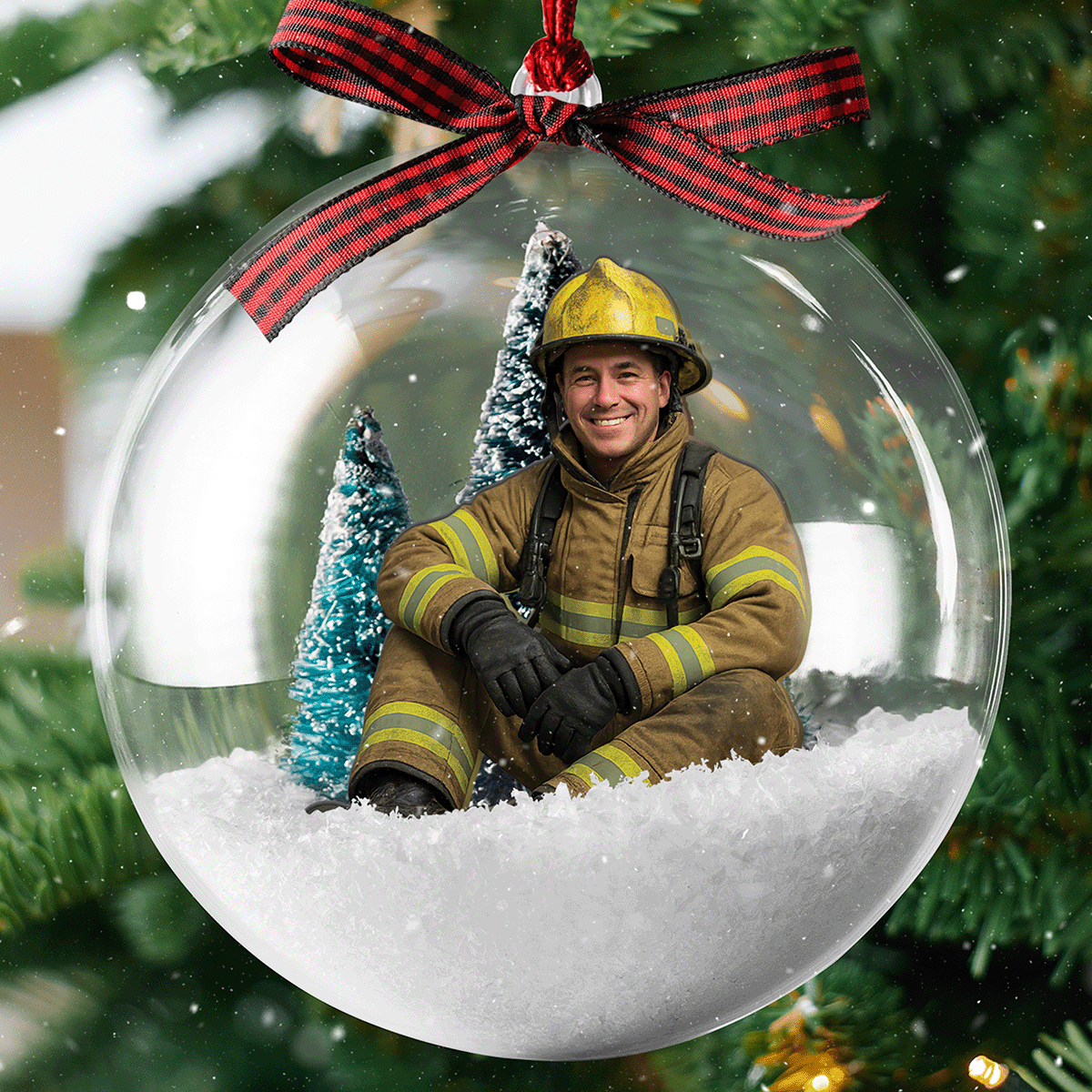 Firefighter Personalized Christmas Bauble Ornament