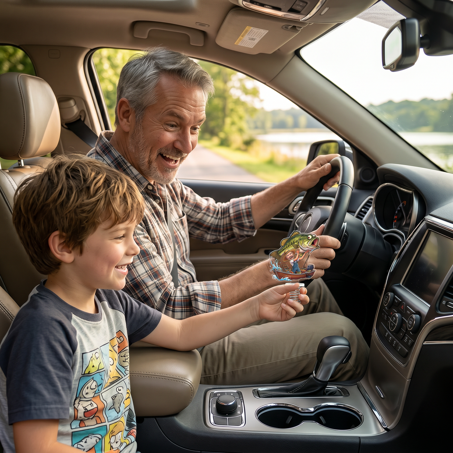 Personalized Fishing Dad Drive Safe Car Standee – Custom Photo Gift for Dad