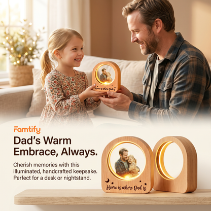 Personalized Round Night Light – “Home Is Where Dad Is” Custom Gift