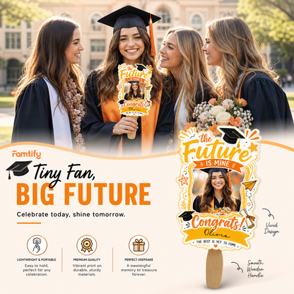 The Future Is Mine Custom Shape Hand Fan with Custom Name Graduation Party Fan