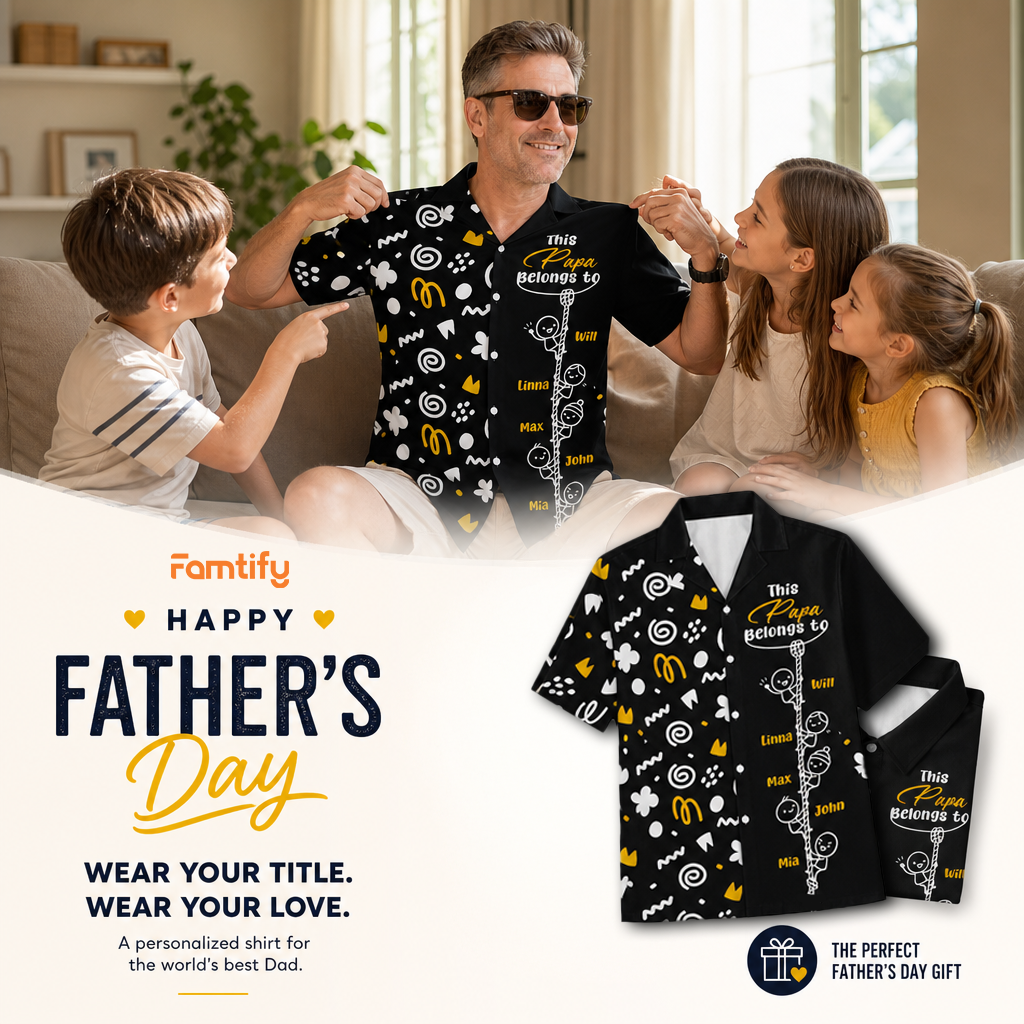 Personalized Hawaiian Shirt – “This Papa Belongs To” Custom Family Gift