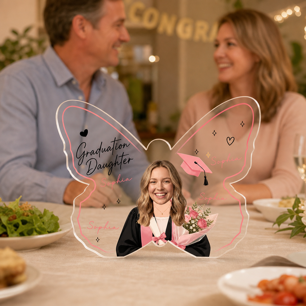 Personalized Graduation Butterfly Acrylic Plaque for Daughter – Name and Photo