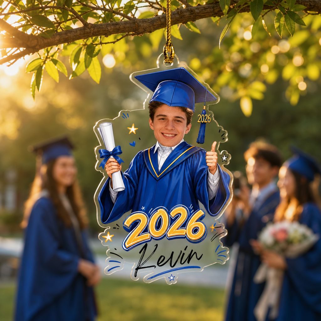 Personalized Graduation Name Year and Photo Acrylic Ornament