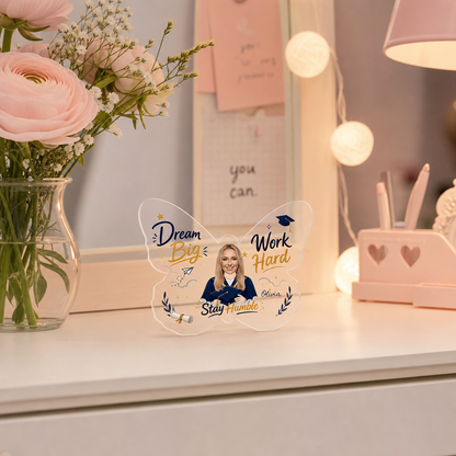 Personalized Dream Big Work Hard Graduation Acrylic Plaque – Name and Photo