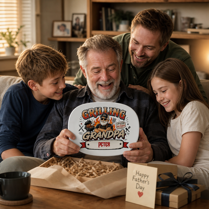 Personalized Grandpa’s BBQ Shack Decorative Plate – Custom Name BBQ Keepsake for Grandpa