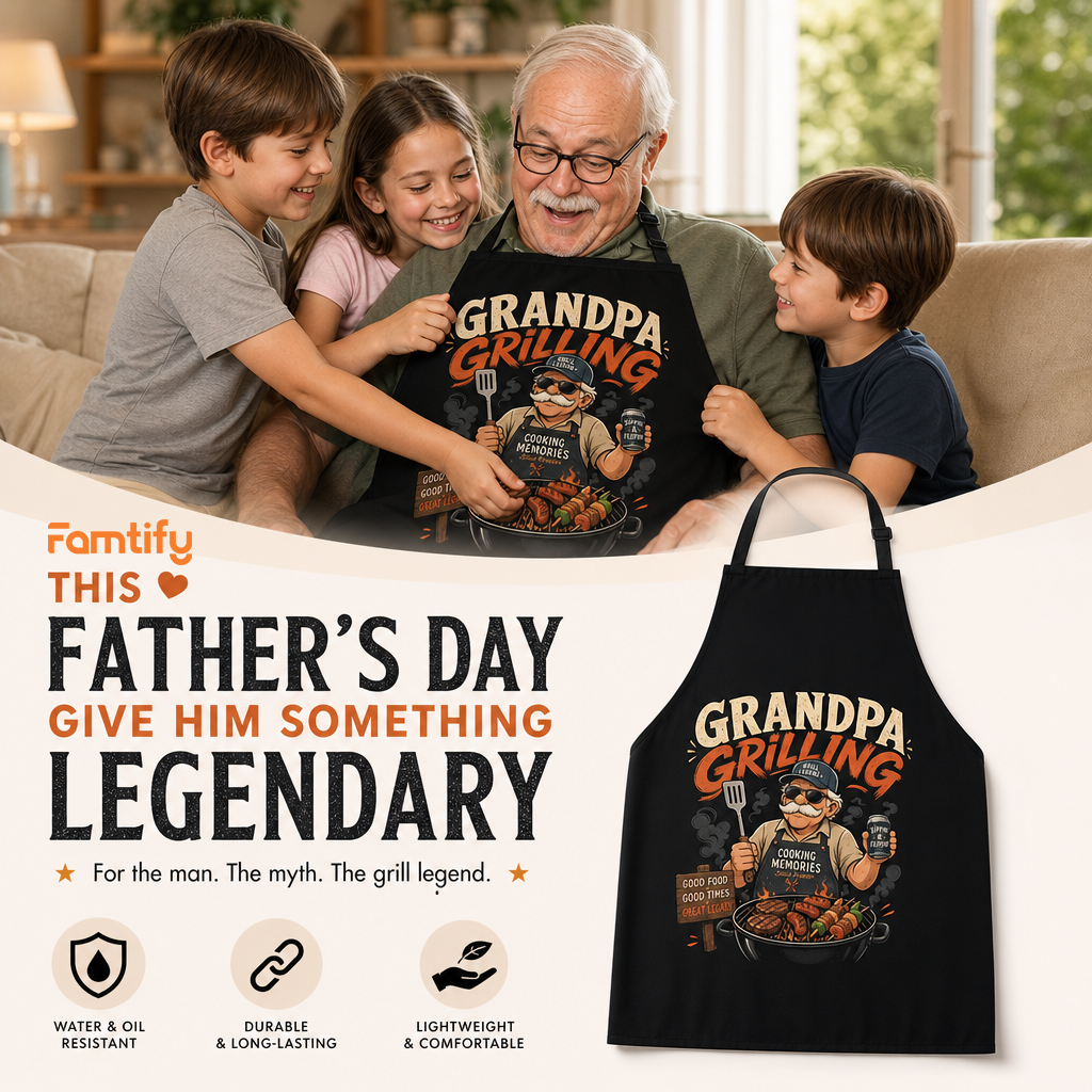 Grandpa Grilling Apron – Funny BBQ Apron Gift for Grandpa