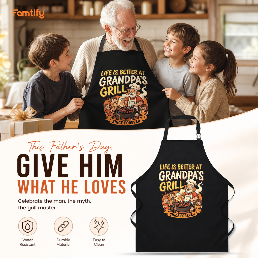 Life Is Better At Grandpa's Grill Apron – Funny BBQ Grilling Apron Gift for Grandpa