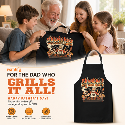 Grandpa's BBQ Crew Leader Apron – Funny BBQ Grilling Apron Gift for Grandpa