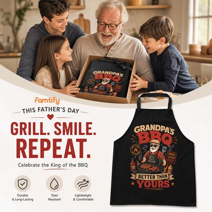 Grandpa BBQ Better Than Yours Apron – Funny BBQ Grilling Apron Gift for Grandpa