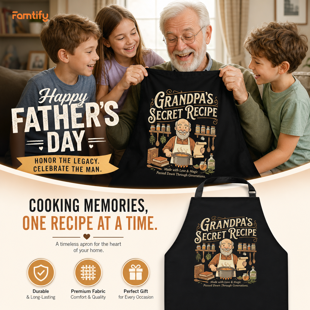Grandpa Secret Recipe Apron – Funny Cooking & BBQ Apron Gift for Grandpa