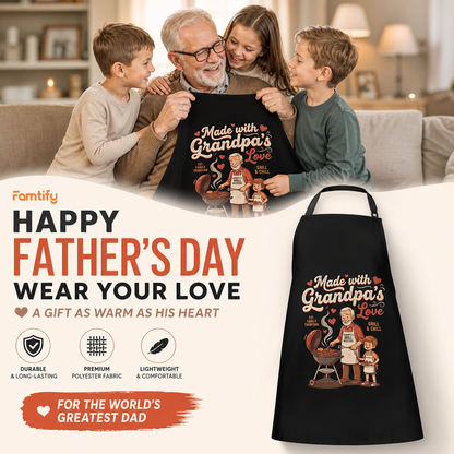 Made With Grandpa's Love Apron – Funny Cooking & BBQ Apron Gift for Grandpa