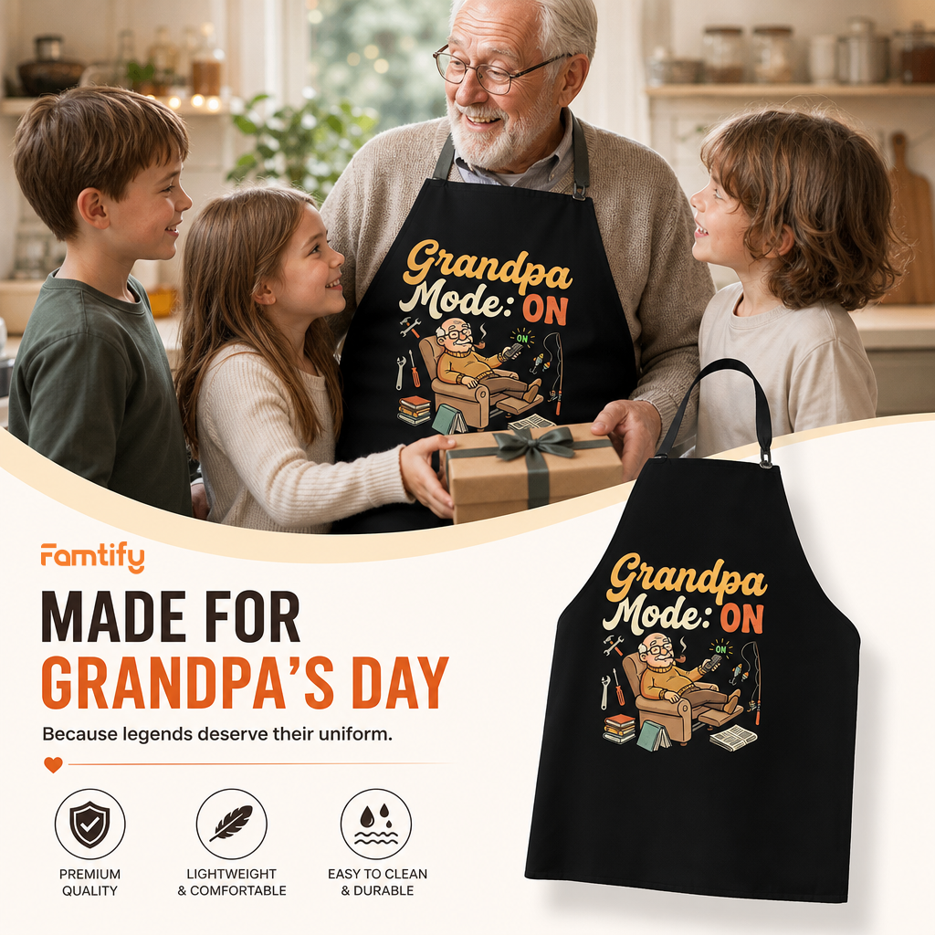 Grandpa Mode On Apron – Funny BBQ Grilling Apron Gift for Grandpa