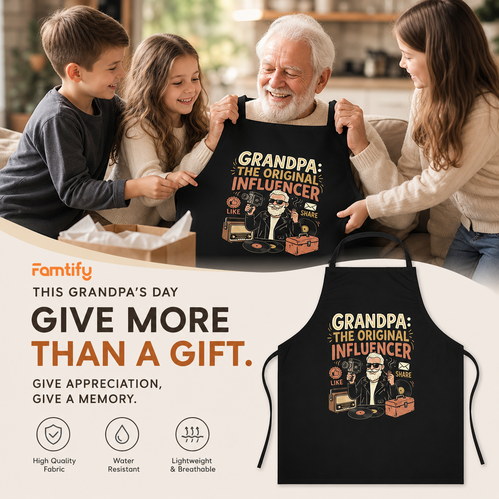 Grandpa The Original Influencer Apron – Funny BBQ Grilling Apron Gift for Grandpa