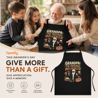 Grandpa The Original Influencer Apron – Funny BBQ Grilling Apron Gift for Grandpa