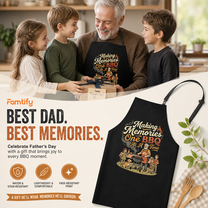Making Memories One BBQ at a Time Apron – Funny BBQ Grilling Apron Gift for Grandpa