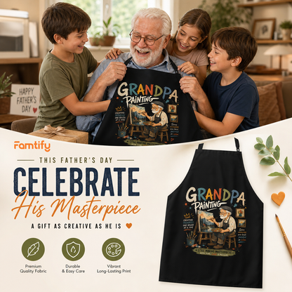 Grandpa Painting Apron – Artist Apron Gift for Grandpa Who Loves Painting