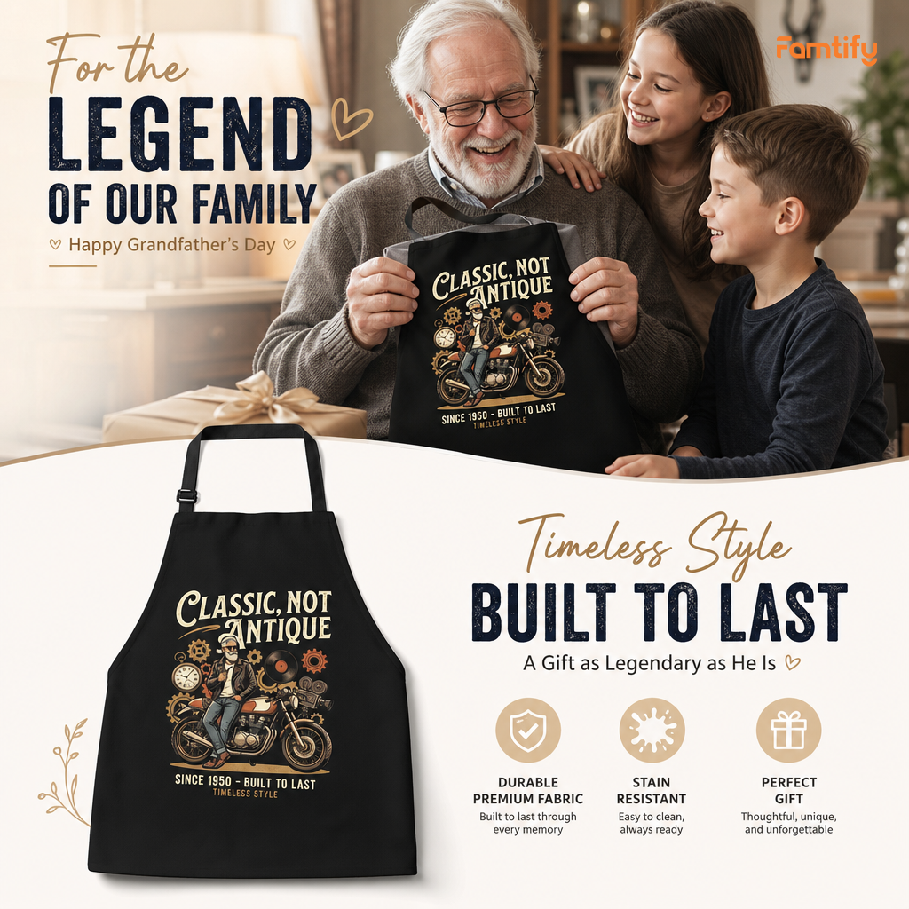 Classic Not Antique Apron – Funny Grandpa BBQ & Cooking Apron Gift