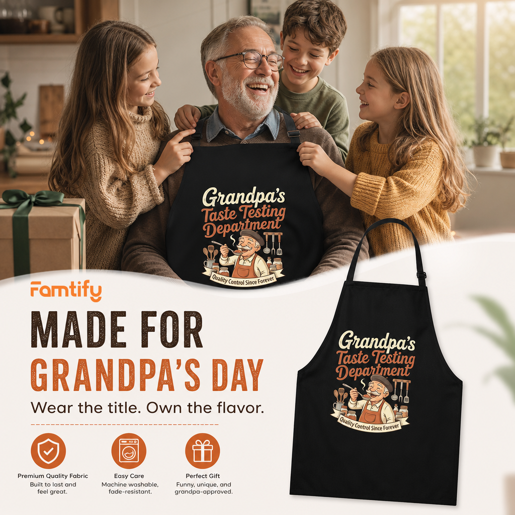 Grandpa's Taste Testing Department Apron – Funny BBQ & Cooking Apron Gift for Grandpa