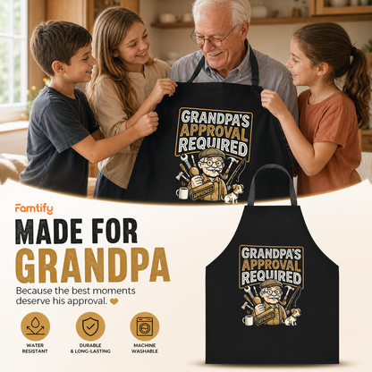 Grandpa Approval Required Apron – Funny BBQ & Cooking Apron Gift for Grandpa