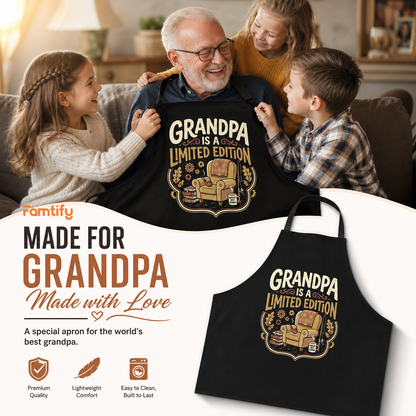 Grandpa Is a Limited Edition Apron – Funny Grandpa BBQ & Cooking Apron Gift