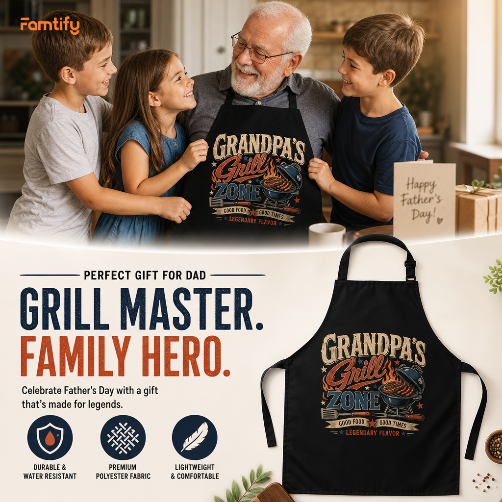 Grandpa's Grill Zone Apron – Funny BBQ Grilling Apron Gift for Grandpa