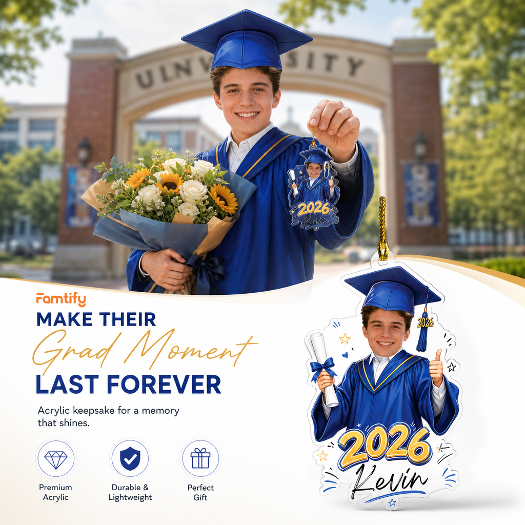 Personalized Graduation Name Year and Photo Acrylic Ornament
