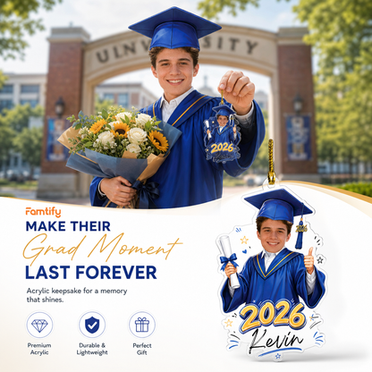Personalized Graduation Name Year and Photo Acrylic Ornament