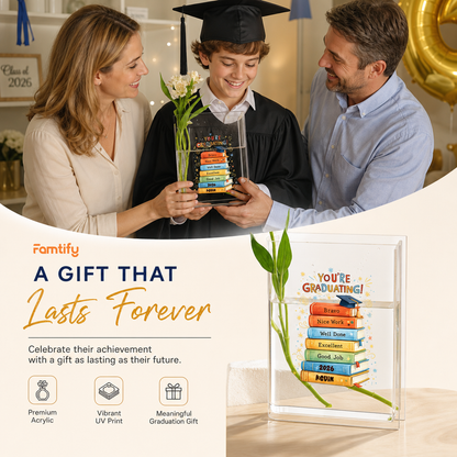 Personalized You're Graduating Acrylic Book Vase with Custom Name