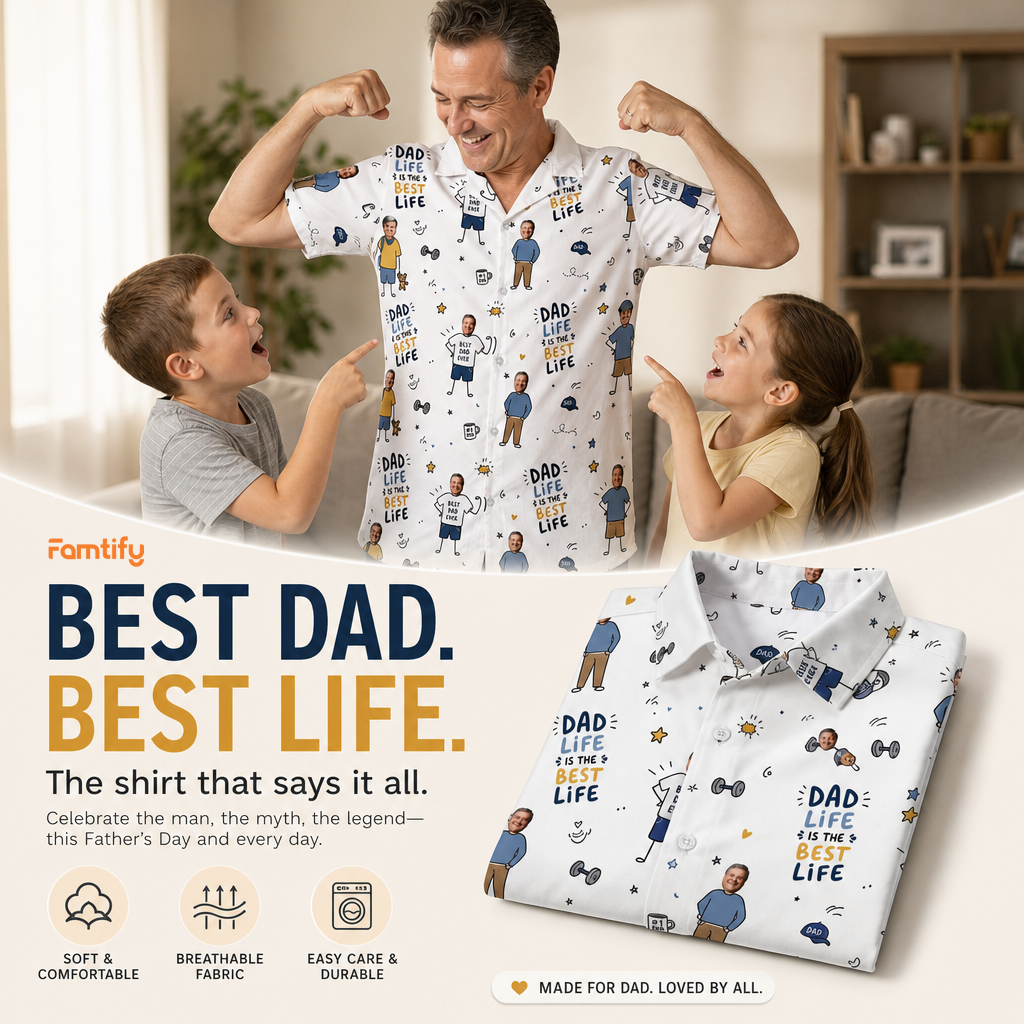 Dad Life Is The Best Life Hawaiian Shirt | Personalized Father's Day Gift for Dad